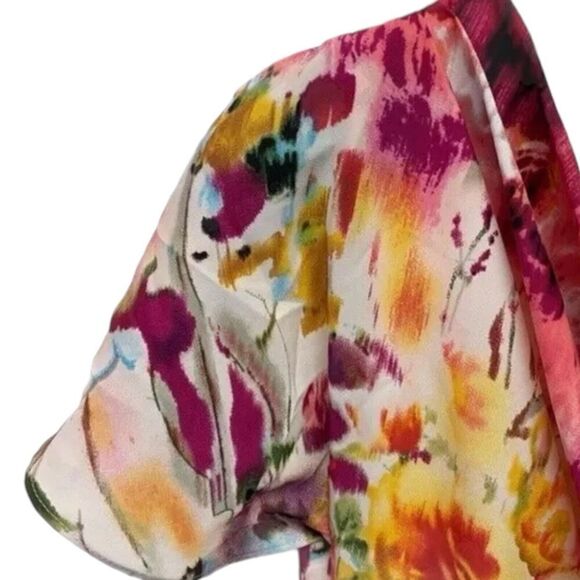 Trulli Dress Multicolor Floral Print Keyhole Pockets Lined One Short Sleeve 4‎ - Picture 5 of 8